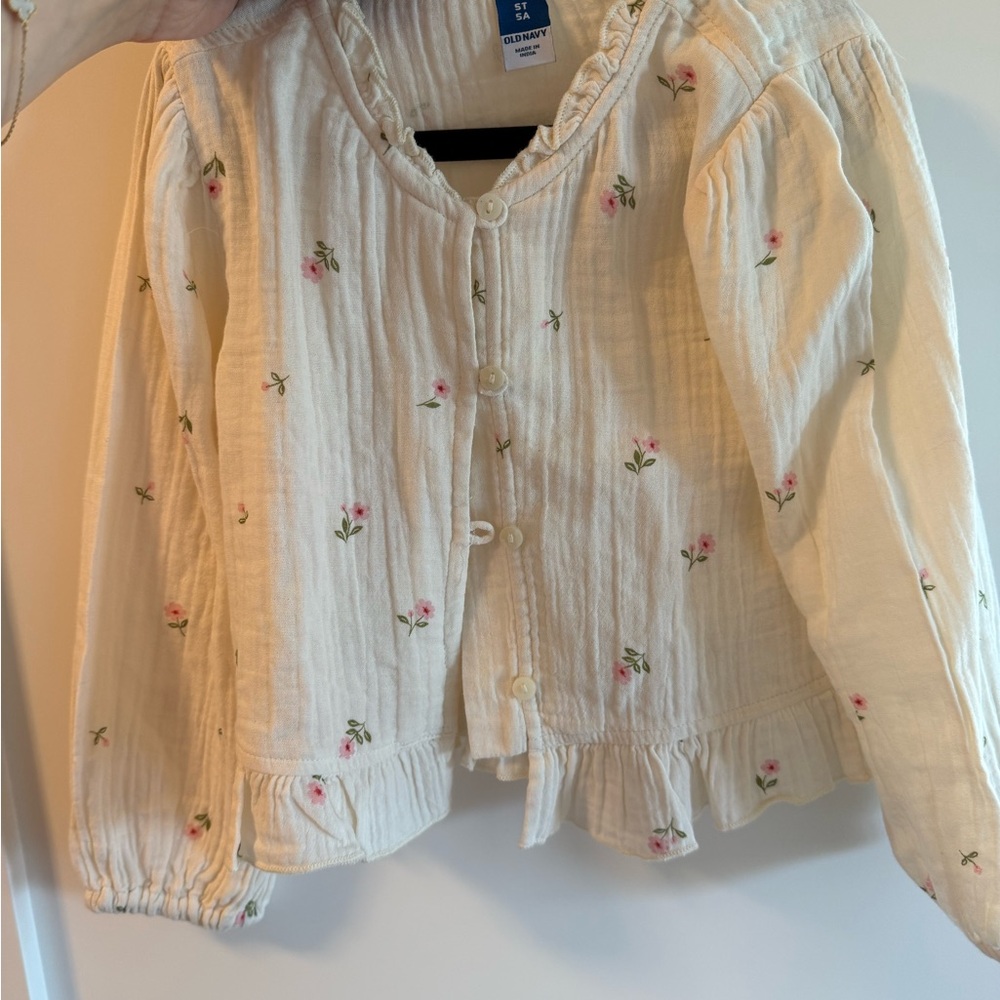 Old Navy Cream Floral Kids Blouse